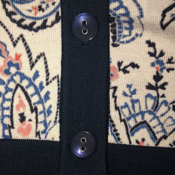 Pendleton LP Navy Blue Black Coral Button Front Paisley Cardigan - Picture 8 of 8